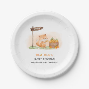 Niedliche Woodland Fox Citrus Orange Farm Baby Dus Pappteller