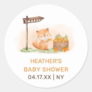 Niedliche Woodland Fox Citrus Orange Farm Baby Dus Runder Aufkleber
