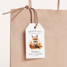 Niedliche Woodland Fox Fall Babydusche Geschenkanhänger