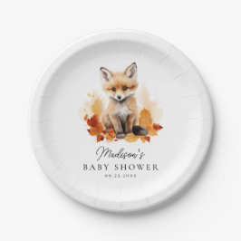 Niedliche Woodland Fox Fall Babydusche Pappteller