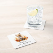 Niedliche Woodland Fox Fall Babydusche Rechteckiger Pappuntersetzer (Vor Ort)