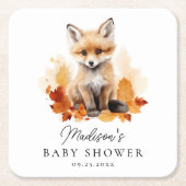 Niedliche Woodland Fox Fall Babydusche Rechteckiger Pappuntersetzer (Vorderseite)