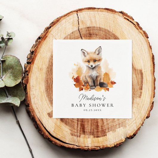 Niedliche Woodland Fox Fall Babydusche Serviette