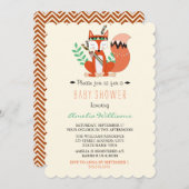 Niedliche Woodland Fox Kinderdusche Einladung (Vorne/Hinten)