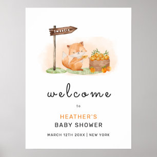 Niedliche Woodland Fox Orange Farm Baby Dusche Wil Poster