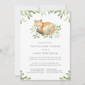 Niedliche Woodland Fox Virtual Baby Dusche Einladung (Vorderseite)