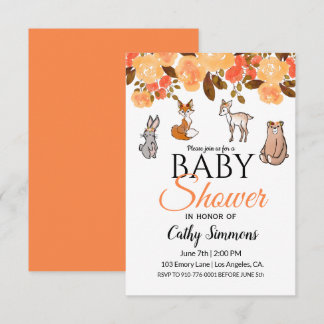 Niedliche Woodland-Kleintiere | Babydusche Einladung