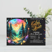 Niedliche Woodland Magic Adventure Baby Dusche Einladung (Stehend Vorderseite)