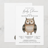 Niedliche Woodland Owl Babydusche Einladung (Vorne/Hinten)