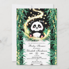 Niedliche Woodland Panda Kinderdusche Einladung