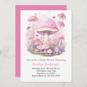 Niedliche Woodland Pilz Adventure Girl Baby Dusche Einladung (Vorne/Hinten)