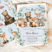 Niedliche Woodland Tiere Grüne Kinderdusche Einladung