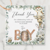 Niedliche Woodland Tiere Grüne Kinderdusche Geschenkanhänger (Vorderseite)