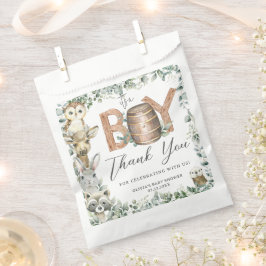 Niedliche Woodland Tiere Grüne Kinderdusche Geschenktütchen