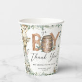 Niedliche Woodland Tiere Grüne Kinderdusche Pappbecher (Rückseite)