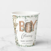 Niedliche Woodland Tiere Grüne Kinderdusche Pappbecher (Vorderseite)