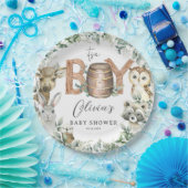 Niedliche Woodland Tiere Grüne Kinderdusche Pappteller (Party)