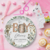 Niedliche Woodland Tiere Grüne Kinderdusche Pappteller (Party)