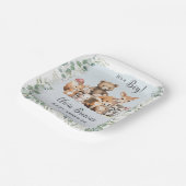 Niedliche Woodland Tiere Grüne Kinderdusche Pappteller (Gewinkelt)