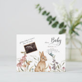 Niedliche Woodland Ultrasound Babydusche Einladungspostkarte (Stehend Vorderseite)