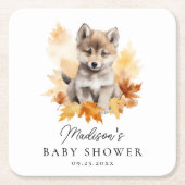 Niedliche Woodland Wolf Fall Babydusche Rechteckiger Pappuntersetzer (Vorderseite)