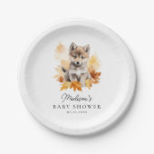 Niedliche Woodland Wolf Pup Fall Babydusche Pappteller (Vorderseite)