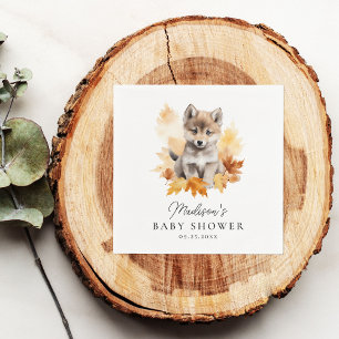 Niedliche Woodland Wolf Pup Fall Babydusche Serviette