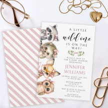 Niedliche Woodlandtiere Mädchen rosa Babydusche