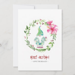Niedliche Wraath and Gnome Holiday Card Feiertagskarte