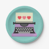 Niedliche wunderliche Schreibmaschine Pappteller (Vorderseite)
