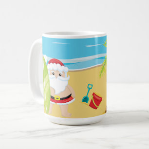 NIEDLICHE WURFCHRISTMAS SANTA CLAUS AM STRAND KAFFEETASSE