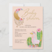 Niedliche Wüste Boho Chic Cactus Llama Baby Shower Einladung (Vorderseite)