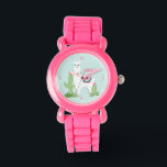 Niedliche Wüste Llama Personalisiert Girl Armbanduhr<br><div class="desc">Niedliches Wüstenlama-Design.</div>