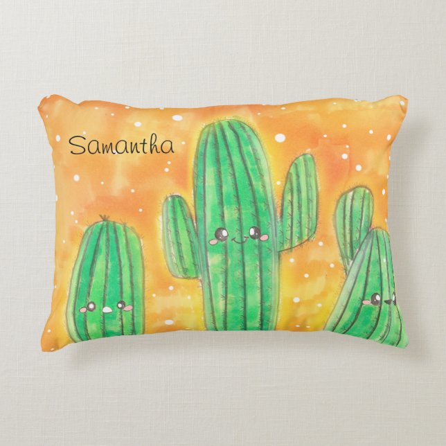 Niedliche Wüstenkaktus Dekokissen (Vorderseite)