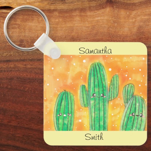 Niedliche Wüstenkaktus Schlüsselanhänger (Vorderseite)