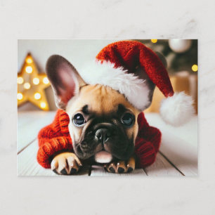 Niedliche Xmas French Bulldog Feiertagspostkarte