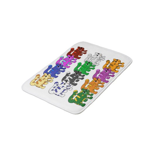 Niedliche Xmas Kitten Cat Pattern Rows Badematte (Schrägansicht)