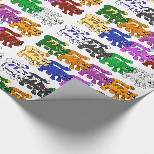 Niedliche Xmas Kitten Cat Pattern Rows Geschenkpapier (Ecke)