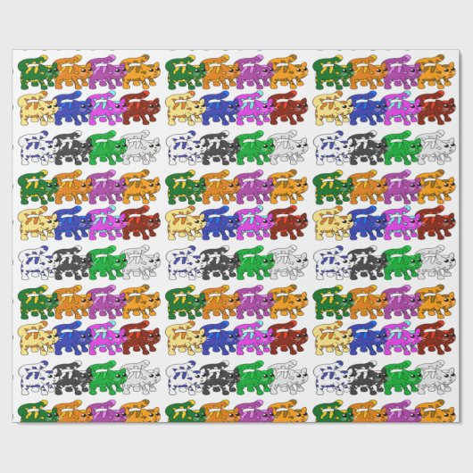 Niedliche Xmas Kitten Cat Pattern Rows Geschenkpapier (Flach)
