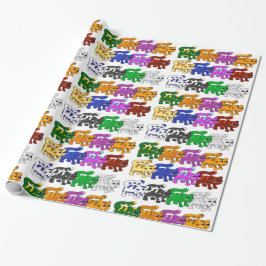 Niedliche Xmas Kitten Cat Pattern Rows Geschenkpapier