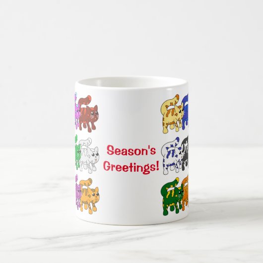 Niedliche Xmas Kitten Cat Pattern Rows Kaffeetasse (Mittel)