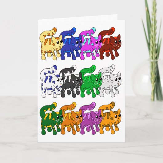 Niedliche Xmas Kitten Cat Pattern Rows Karte (Vorderseite)