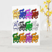 Niedliche Xmas Kitten Cat Pattern Rows Karte (Gelbe Blume)