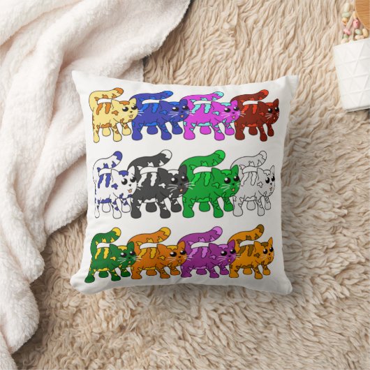 Niedliche Xmas Kitten Cat Pattern Rows Kissen (Decke)