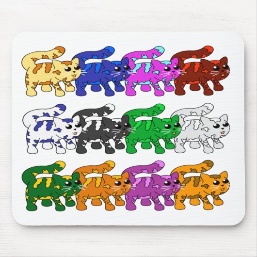 Niedliche Xmas Kitten Cat Pattern Rows Mousepad (Vorne)