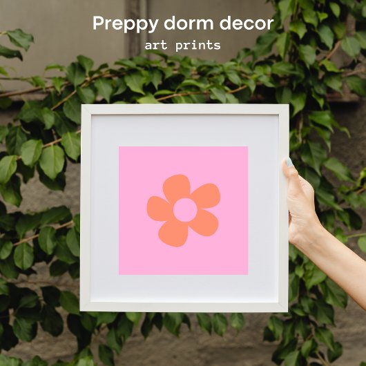 Niedliche Y2k Preppy Hot Pink Blume Dorm Decke Poster