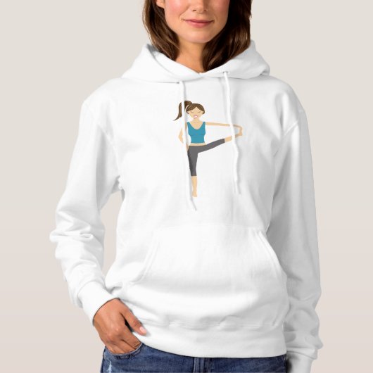 Niedliche Yoga-Girl in ausgestreckter Hand-Fuß-Pos Hoodie (Vorderseite)