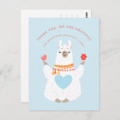 Niedliche Yoga Llama Babydusche Danke Postkarte (Vorne/Hinten)