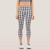 Niedliche Yoga Paw Print White & Black Pattern Tre Capri Leggings (Vorderseite)