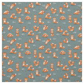 niedliche Yogafüchse grün Stoff (Muster)